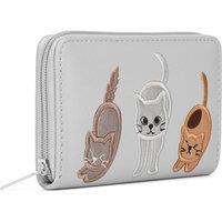Woodland Leathers Women's Women's RFID Wallet, Cat Applique Zip Around Purse in Grey