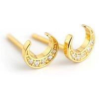 Gold Trip Women's Crescent Moon Stud Earrings in Gold