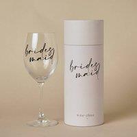 Amore by Juliana Women's Wedding Gift Wine Glass Black Words - Bridesmaid in Clear