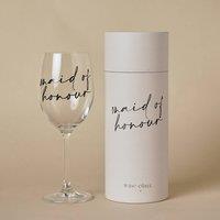 Amore by Juliana Women's Wedding Gift Wine Glass Black Words - Maid Of Honour in Clear