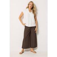 Long Tall Sally Women's Tall Linen Cropped Wide Leg Trousers in Chocolate | Size: 12