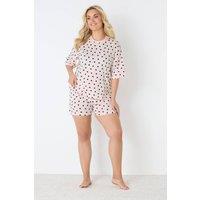 Yours Women's Polka Dot Pyjama Shorts in Light Pink | Size: 22-24