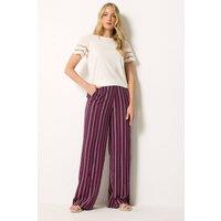 Long Tall Sally Women's Tall Stripe Wide Leg Trousers in Burgundy | Size: 24XL