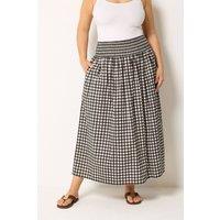 Yours Women's Gingham Maxi Skirt in Chocolate | Size: 16