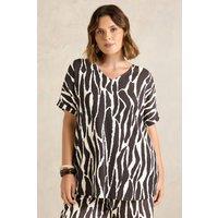Evans Women's Zebra Print V-Neck Top in Chocolate | Size: 22-24