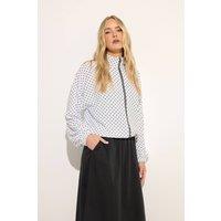 Long Tall Sally Women's Tall Polka Dot Funnel Neck Jacket in White | Size: 20