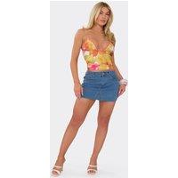 EGO Women's Denim Mini Skirt in Mid Blue | Size: 8