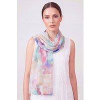 Vellin Women's Abstract Watercolour Print Scarf in Beige