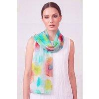 Vellin Women's Abstract Watercolour Print Scarf in Turquoise