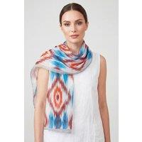Vellin Women's Abstract Ikat Print Lightweight Scarf in Blue