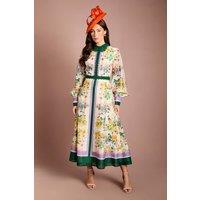 Coast Women's Lace Collar Placement Print Organza Shirt Dress in Ivory | Size: 10