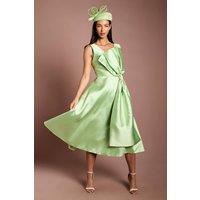 Coast Women's Lisa Tan Mega Bow Twill Dress in Pistachio | Size: 8