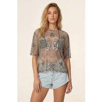 NastyGal Women's Embellished Football Top in Grey | Size: Large
