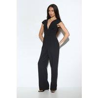 MissPap Women's Tailored Pleated Structured Jumpsuit in Black | Size: 14