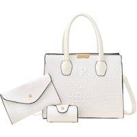 MODISHION Women's 3-Piece Fashion PU Leather Handbag Set in White