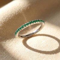 Harfi Women's Emerald May Birthstone Crystal Sterling Silver Ring | Size: 6