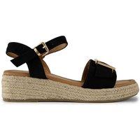 SOLESISTER Women's August Espadrille Wedge Sandals in Black | Size: 6