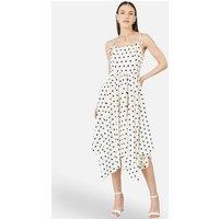 Yumi Women's Polka Dot Hankerchief Hem Dress in White | Size: 12