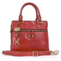 Catwalk Collection Handbags Women's Vicky Leather Handbag With Detachable Cross Body Strap in Red | Size: Medium