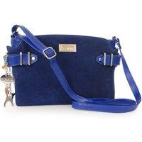 Catwalk Collection Handbags Women's Amanda Leather Cross Body Bag in Blue | Size: Medium