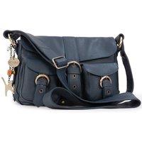 Catwalk Collection Handbags Women's Louisa Leather Cross Body Messenger Bag in Blue | Size: Medium