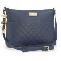 Catwalk Collection Handbags Women's Sadie Quilted Leather Cross Body Bag in Blue | Size: Medium