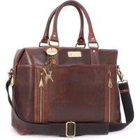 Catwalk Collection Handbags Women's Vienna Leather Travel Holdall With Cross Body Strap in Brown | Size: Large