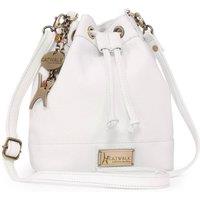 Catwalk Collection Handbags Women's Rochele Small Leather Drawstring Cross Body Bucket Bag in White