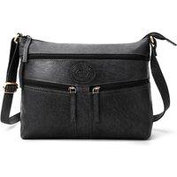 Woodland Leathers Women's Genuine Leather Multi Pocket Crossbody Soulder Bag in Black