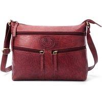 Woodland Leathers Women's Genuine Leather Multi Pocket Crossbody Soulder Bag in Burgundy