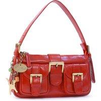 Catwalk Collection Handbags Women's Natalie Small Leather Shoulder Bag With Cargo Pockets in Red