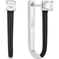 Gold Trip Women's Black Enamel U Hoop Earrings