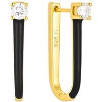 Gold Trip Women's Black Enamel U Hoop Earrings in Gold