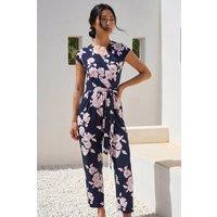 Roman Women's Petite Floral Jumpsuit in Navy | Size: 16
