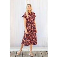 Weird Fish Women's Artemis Printed Jersey Shift Dress in Pale Orange | Size: 8