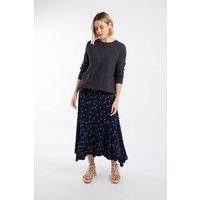 Weird Fish Women's Florino Printed Asymmetric Skirt in Dark Navy | Size: 10