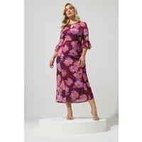 Yours Women's Keyhole Maxi Dress in Dark Red | Size: 26-28