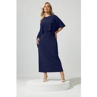 Yours Women's Maxi Cape Dress in Mid Navy | Size: 18