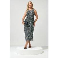 Yours Women's Animal Print Maxi Dress in Grey | Size: 10