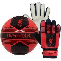 Liverpool FC Boy's Kids Size 4 Football & Goalkeeper Gloves in Red | Size: 10-14 Years