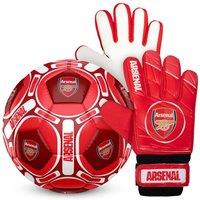 Arsenal FC Boy's Kids Size 4 Football & Goalkeeper Gloves in Red | Size: 10-14 Years