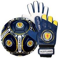 Scottish FA Boy's Scotland Kids Size 4 Football & Goalkeeper Gloves in Blue | Size: 5-10 Years