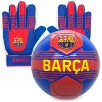 FC Barcelona Boy's Kids Size 4 Football & Goalkeeper Gloves in Blue | Size: 5-10 Years