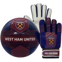 West Ham United FC Boy's Kids Size 4 Football & Goalkeeper Gloves in Red | Size: 10-14 Years