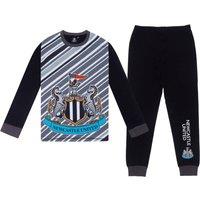 Newcastle United FC Boy's Kids Sublimation Long Pyjamas in Black | Size: 5-6 Years