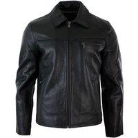 TruClothing Men's Classic Real Leather Collar Box Jacket in Black | Size: 3XL