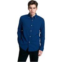 TopLook London Men's Mens Smart-Casual Button-Down Shirt - 100% Cotton Regular Fit Semi-Formal Shirt in Dark Navy | Size: 2XL