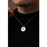Outrage London Men's 18K Gold Personalised Circle Pendant Necklace | Size: 22 inches