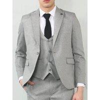 TruClothing Men's 3 Piece Suit Tailored Fit Wedding Prom Formal Textured in Grey | Size: 44R