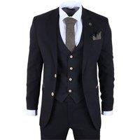 TruClothing Men's Plain 3 Piece Suit Tailored Fit Office Wedding Prom Set in Black | Size: 38R